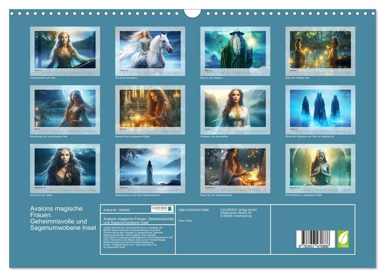 Produktbild: Avalons magische Frauen. Geheimnisvolle und Sagenumwobene Insel (Wandkalender 2026 DIN A3 quer), CALVENDO Monatskalender