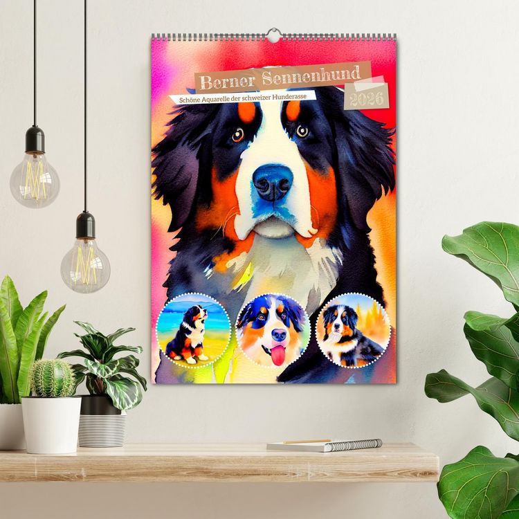 Produktbild: Berner Sennenhund 2026. Sch&ouml;ne Aquarelle der schweizer Hunderasse (Wandkalender 2026 DIN A2 hoch), CALVENDO Monatskalender