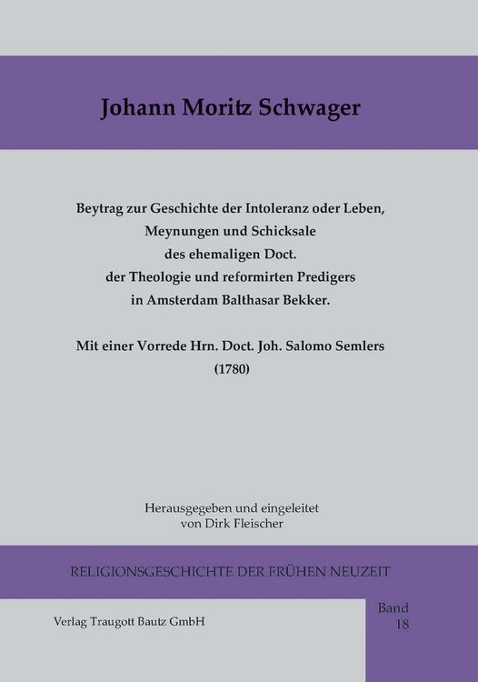 Produktbild: Schwager, J: Beytrag zur Geschichte der Intoleranz