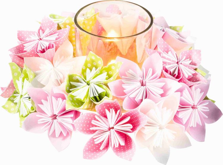 Produktbild: Folia  Faltbl&auml;tter Set BL&Uuml;TEN, 50 Blatt in 15x15cm, 120 Blatt in 7,5x7,5cm