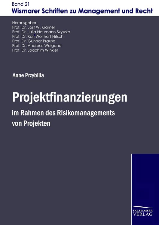 Produktbild: Projektfinanzierungen im Rahmen des Risikomanagements von Projekten