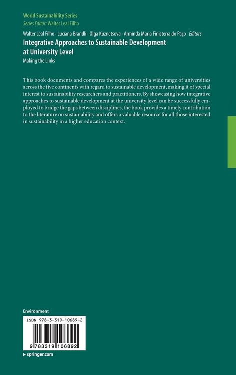 Produktbild: Integrative Approaches to Sustainable Development at University Level