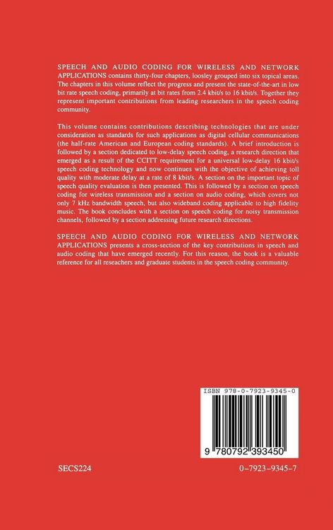 Produktbild: Speech and Audio Coding for Wireless and Network Applications