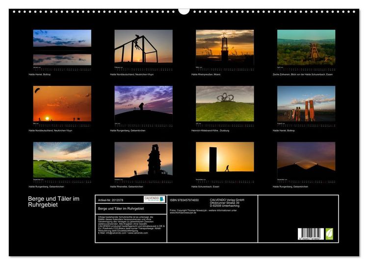 Produktbild: Berge und T&auml;ler im Ruhrgebiet (Wandkalender 2026 DIN A2 quer), CALVENDO Monatskalender