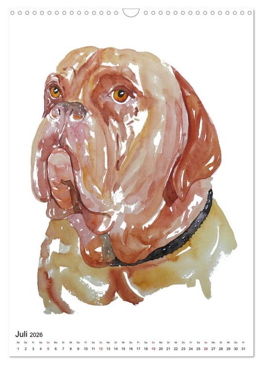 Produktbild: Hunde Portr&auml;ts in Aquarell (Wandkalender 2026 DIN A3 hoch), CALVENDO Monatskalender