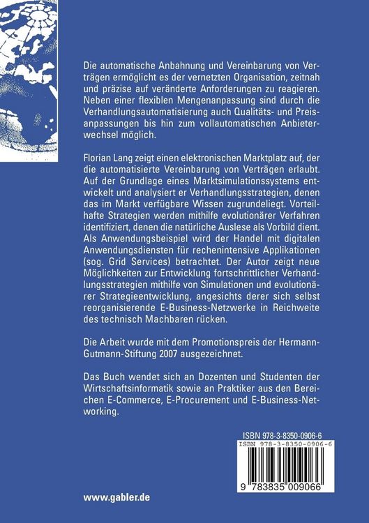 Produktbild: Wissensbasierte Verhandlungsautomatisierung auf elektronischen Echtzeit-M&auml;rkten