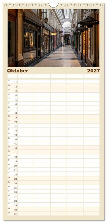 Produktbild: Familienplaner 2027 - Verborgene Passagen von Paris mit 5 Spalten (Wandkalender, 21 x 45 cm) CALVENDO