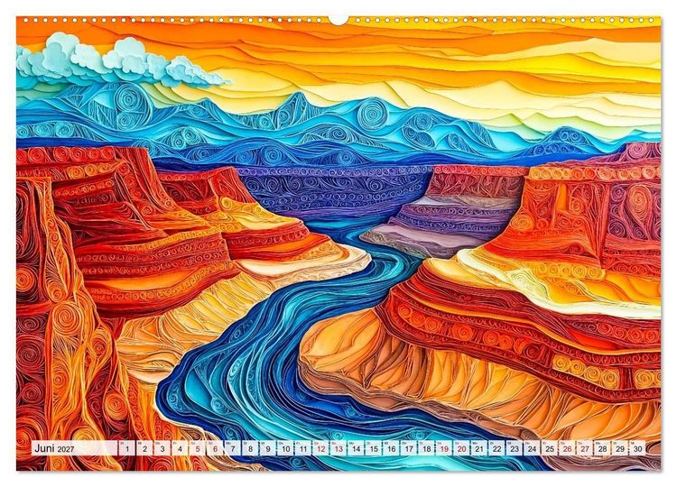 Produktbild: Quilling Landschaften - Papierkunst zwischen Himmel und Erde (Wandkalender 2027 DIN A2 quer), CALVENDO Monatskalender