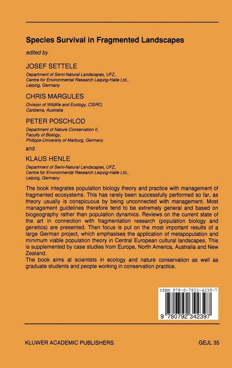 Produktbild: Species Survival in Fragmented Landscapes