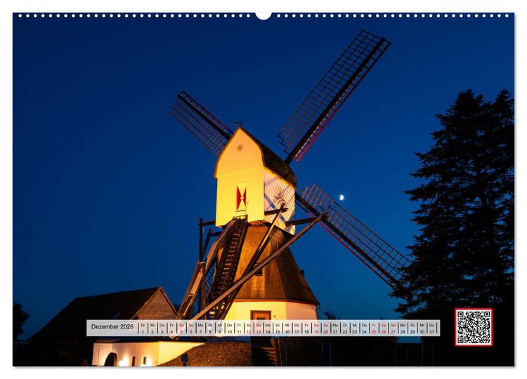 Produktbild: Die sch&ouml;nsten Windm&uuml;hlen am Niederrhein (Wandkalender 2026 DIN A2 quer), CALVENDO Monatskalender