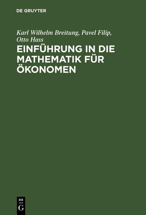 Produktbild: Einf&uuml;hrung in die Mathematik f&uuml;r &Ouml;konomen