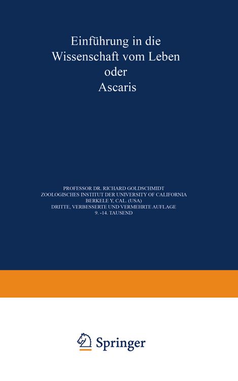 Produktbild: Einf&uuml;hrung in die Wissenschaft vom Leben oder Ascaris