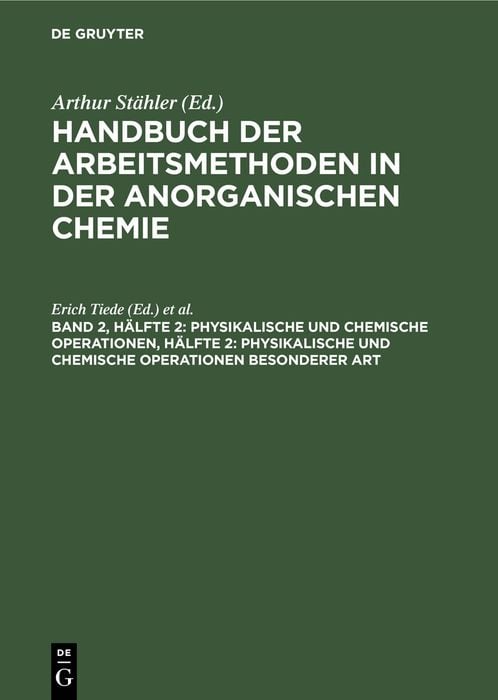 Produktbild: Physikalische und chemische Operationen, H&auml;lfte 2: Physikalische und chemische Operationen besonderer Art