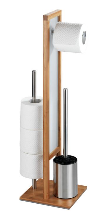 Produktbild: Stand WC-Garnitur Mod. Rivalta Bambus, integrierter Toilettenpapierhalter und WC-B&uuml;rstenhalter