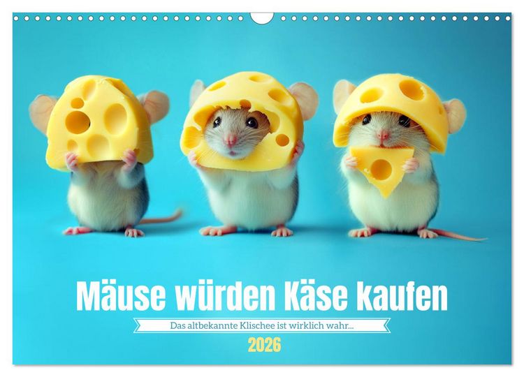 Produktbild: M&auml;use w&uuml;rden K&auml;se kaufen (Wandkalender 2026 DIN A3 quer), CALVENDO Monatskalender