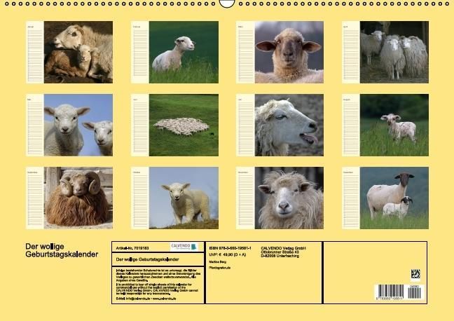 Produktbild: Der wollige Geburtstagskalender (Wandkalender immerw&auml;hrend DIN A2 quer)