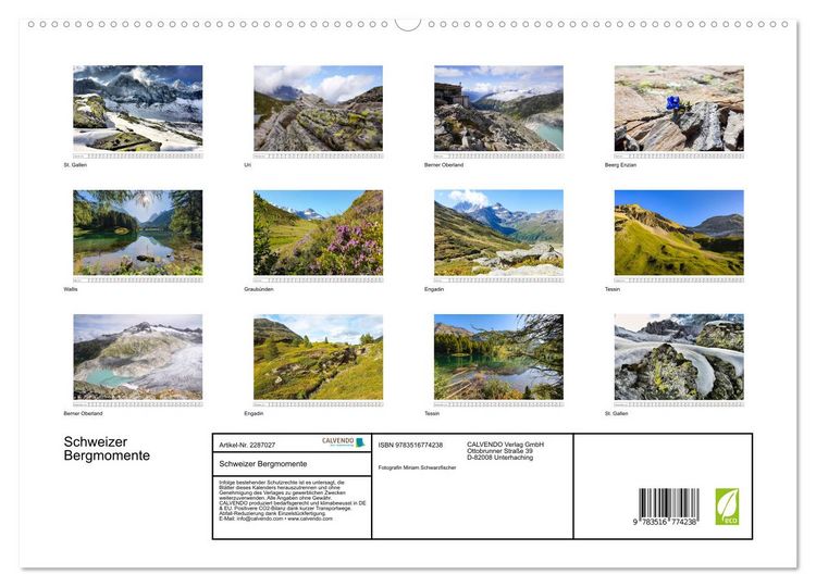 Produktbild: Schweizer Bergmomente (hochwertiger Premium Wandkalender 2027 DIN A2 quer), Kunstdruck in Hochglanz