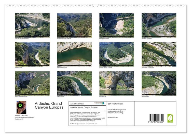 Produktbild: Ard&egrave;che, Grand Canyon Europas (hochwertiger Premium Wandkalender 2026 DIN A2 quer), Kunstdruck in Hochglanz