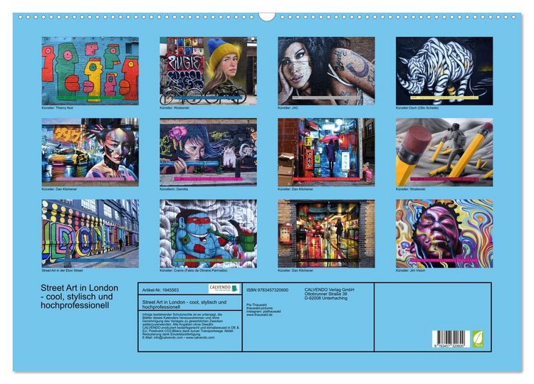 Produktbild: Street Art in London - cool, stylisch und hochprofessionell (Wandkalender 2026 DIN A2 quer), CALVENDO Monatskalender