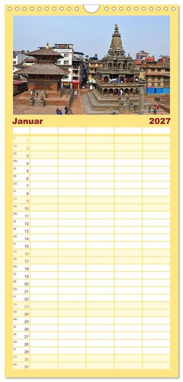 Produktbild: Familienplaner 2027 - Im Kathmandutal mit 5 Spalten (Wandkalender, 21 x 45 cm) CALVENDO