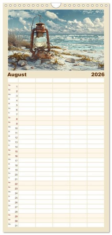 Produktbild: Familienplaner 2026 - Strandgut mit 5 Spalten (Wandkalender, 21 x 45 cm) CALVENDO