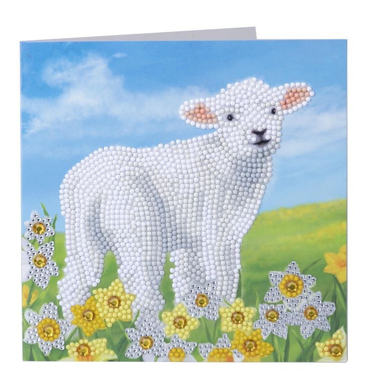 Produktbild: Craft Buddy CCK-A99 - Crystal Art Card Kit, Little Lamb, Schaf, 18x18cm, Kristall-Kunstkarte, Diamond Painting