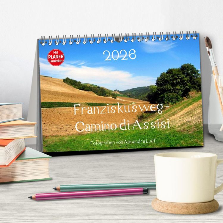 Produktbild: Franziskusweg - Camino di Assisi (Tischkalender 2026 DIN A5 quer), CALVENDO Monatskalender