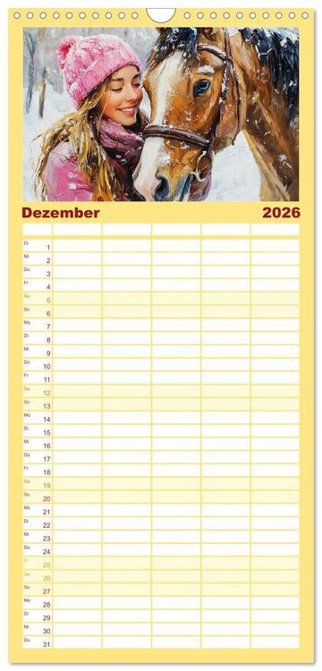 Produktbild: Familienplaner 2026 - Seelenverwandte. Frauen und Pferde. Die Magie der Verbundenheit mit 5 Spalten (Wandkalender, 21 x 45 cm) CALVENDO