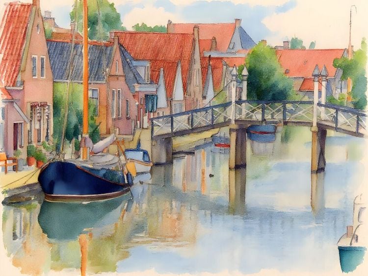 Produktbild: CALVENDO Puzzle Idylle in Hindeloopen | 1000 Teile Lege-Gr&ouml;&szlig;e 64x48cm Foto-Puzzle f&uuml;r gl&uuml;ckliche Stunden