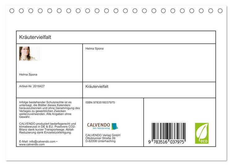 Produktbild: Kr&auml;utervielfalt (Tischkalender 2026 DIN A5 quer), CALVENDO Monatskalender