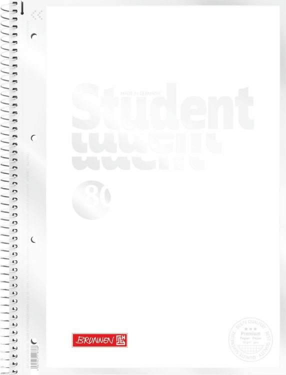 Brunnen Student Duo 1067974 Notepad/College Pad (A4, Ruled (Rule 27, Ruler 28), 70 g/m², 40 Sheets, Ruled, 40 Sheets Checkered