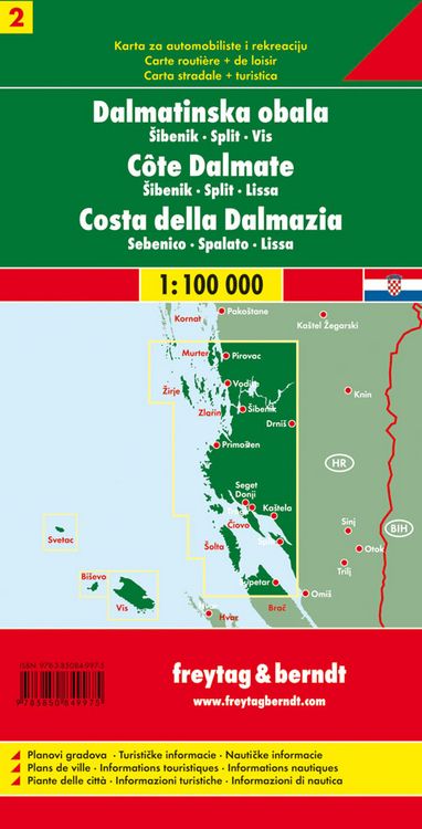 Produktbild: FuB Dalmatinische K&uuml;ste 02. Sibenik - Split - Vis 1 : 100 000