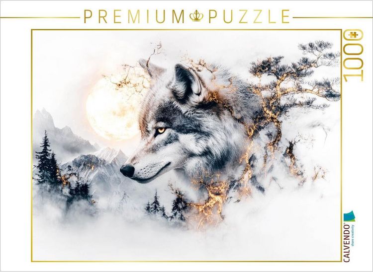 Produktbild: CALVENDO Puzzle Im Schatten des Mondlichts erwacht der Wolf zum Leben | 1000 Teile Lege-Gr&ouml;&szlig;e 64x48cm Foto-Puzzle f&uuml;r gl&uuml;ckliche Stunden