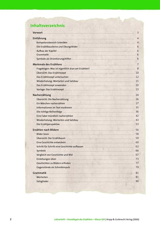 Produktbild: Grundlagen des Erz&auml;hlens &ndash; Klasse 5/6 &ndash; Lehrerheft