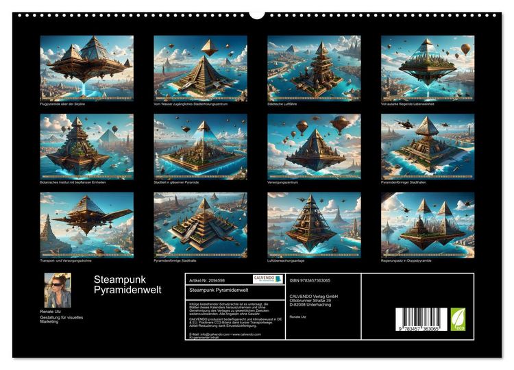 Produktbild: Steampunk Pyramidenwelt (hochwertiger Premium Wandkalender 2026 DIN A2 quer), Kunstdruck in Hochglanz