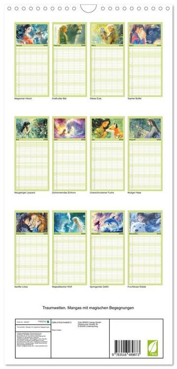 Produktbild: Familienplaner 2026 - Traumwelten. Mangas mit magischen Begegnungen mit 5 Spalten (Wandkalender, 21 x 45 cm) CALVENDO