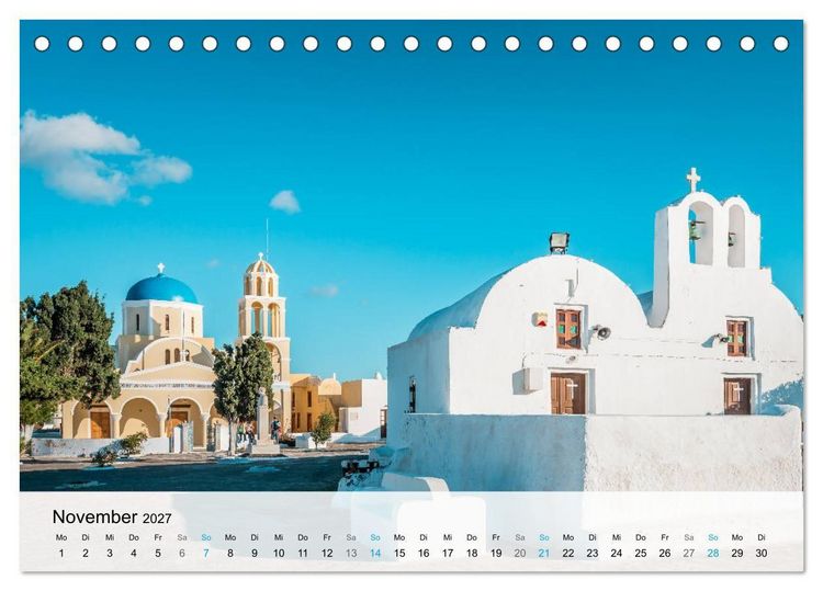 Produktbild: Oia Santorini - Bilderbuch-Dorf von Griechenland (Tischkalender 2027 DIN A5 quer), CALVENDO Monatskalender
