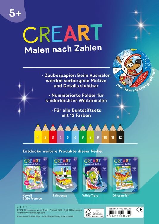 Produktbild: CreArt Malen nach Zahlen ab 5 - Zauberpapier: Weltraum