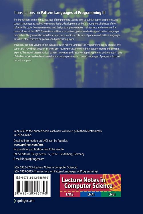 Produktbild: Transactions on Pattern Languages of Programming III