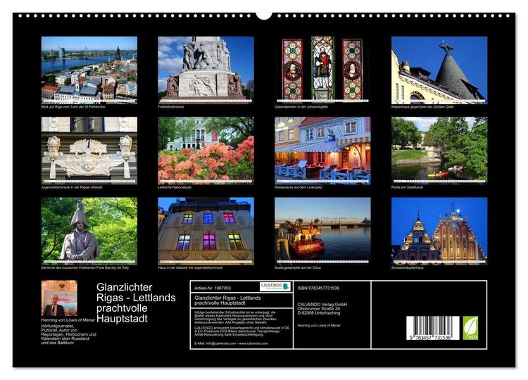 Produktbild: Glanzlichter Rigas - Lettlands prachtvolle Hauptstadt (hochwertiger Premium Wandkalender 2026 DIN A2 quer), Kunstdruck in Hochglanz