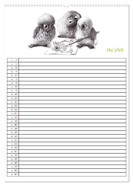 Produktbild: Tieronisch Eulen (hochwertiger Premium Wandkalender 2027 DIN A2 hoch), Kunstdruck in Hochglanz