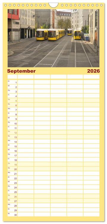 Produktbild: Familienplaner 2026 - Auf Gleisen durch Berlin mit 5 Spalten (Wandkalender, 21 x 45 cm) CALVENDO