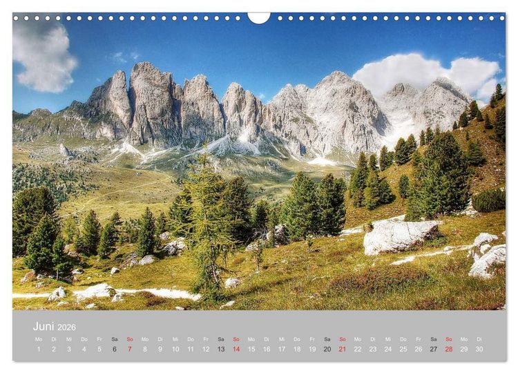 Produktbild: Giganten der Dolomiten - Die Dreitausender (Wandkalender 2026 DIN A3 quer), CALVENDO Monatskalender