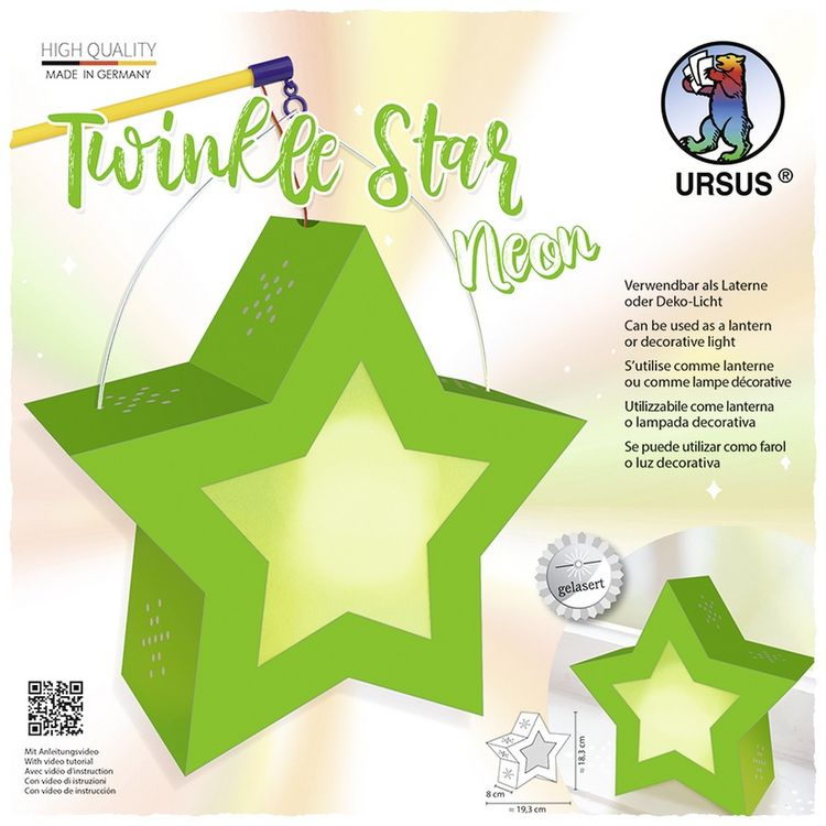 Produktbild: URSUS Laternenzeit Twinkle Star Neon, leuchtgr&uuml;n