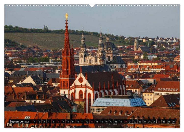 Produktbild: W&uuml;rzburg am Abend (hochwertiger Premium Wandkalender 2026 DIN A2 quer), Kunstdruck in Hochglanz