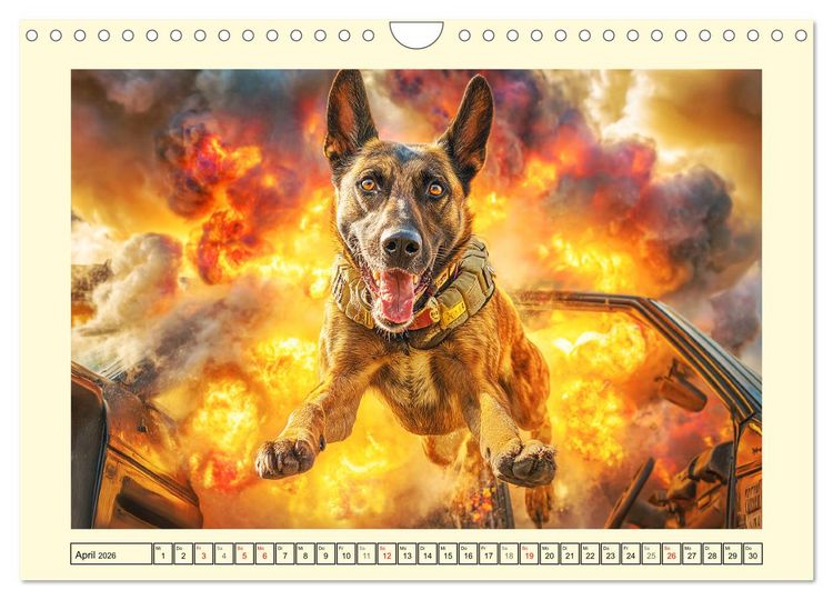 Produktbild: Malinois im Einsatz. Heldenhafte Hunde mit Ausdauer und Mut (Wandkalender 2026 DIN A4 quer), CALVENDO Monatskalender