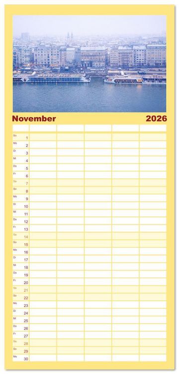 Produktbild: Familienplaner 2026 - Romantisches Budapest - Ungarns sch&ouml;ne Hauptstadt an der Donau mit 5 Spalten (Wandkalender, 21 x 45 cm) CALVENDO