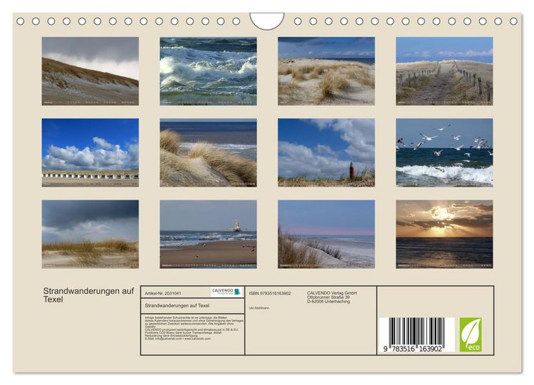 Produktbild: Strandwanderungen auf Texel (Wandkalender 2026 DIN A4 quer), CALVENDO Monatskalender