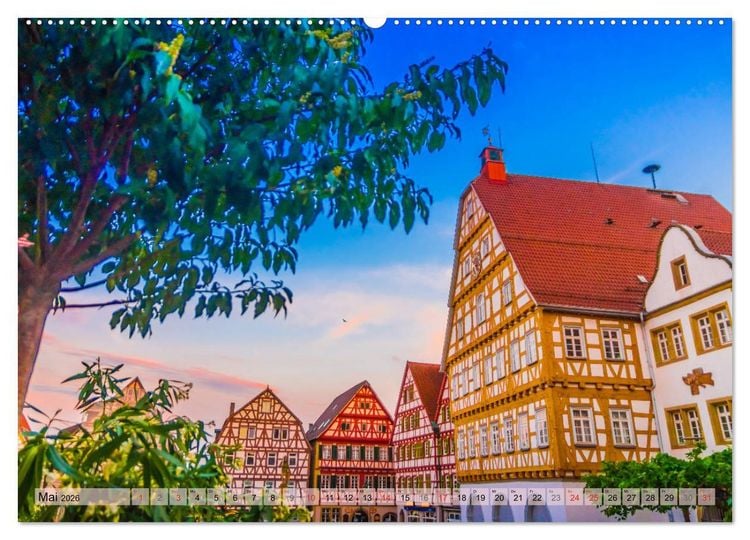Produktbild: Leonberg - Altstadt in Abendstimmung (Wandkalender 2026 DIN A2 quer), CALVENDO Monatskalender