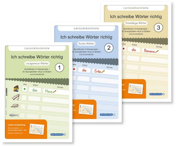 Produktbild: Ich schreibe W&ouml;rter richtig - 3 Lernzielkontrollen - Lautgetreue / Kurze / Dreisilbige W&ouml;rter
